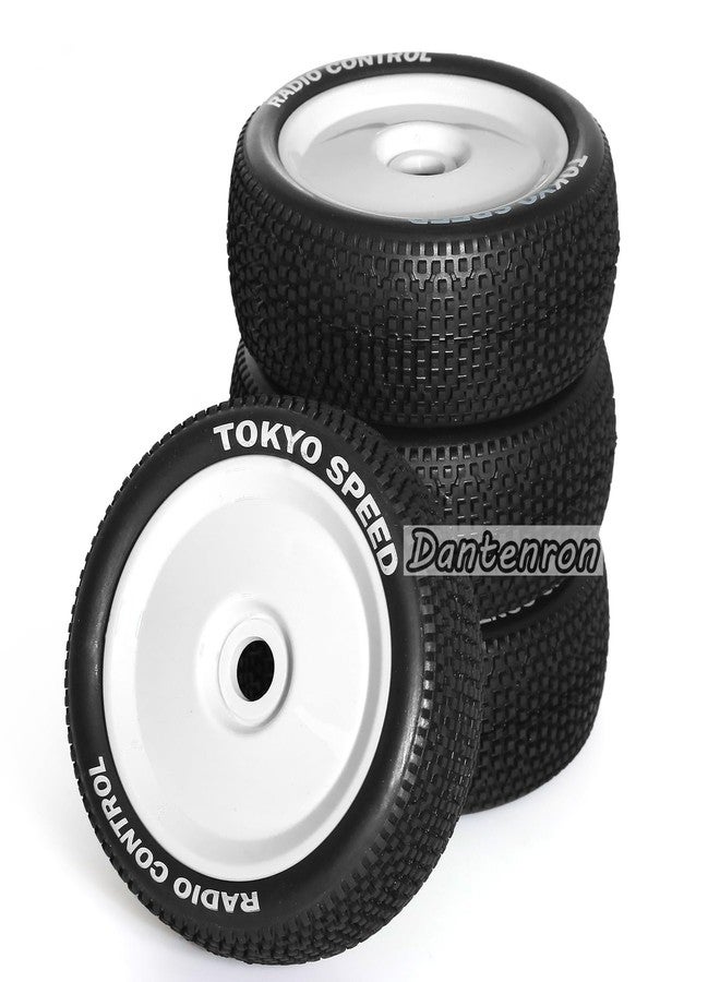 Dantenron 1:8 Scale Buggy Tires and Wheels Rims 17mm Hex Rubber Off Road Tyres for 1/8 RC Off-Road Truck Car Traxxas Arrma Typhon 6S 3S Talion 6S Losi 8ight HPI Vorza Flux Kyosho Hobao 4PCS (White) - Image 5